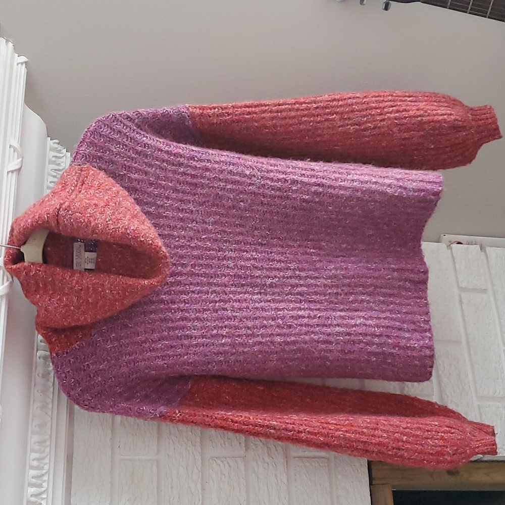 Women's Ruby Moon Purple Cowl Neck Sweater with Baloon Sleeves Size XS
